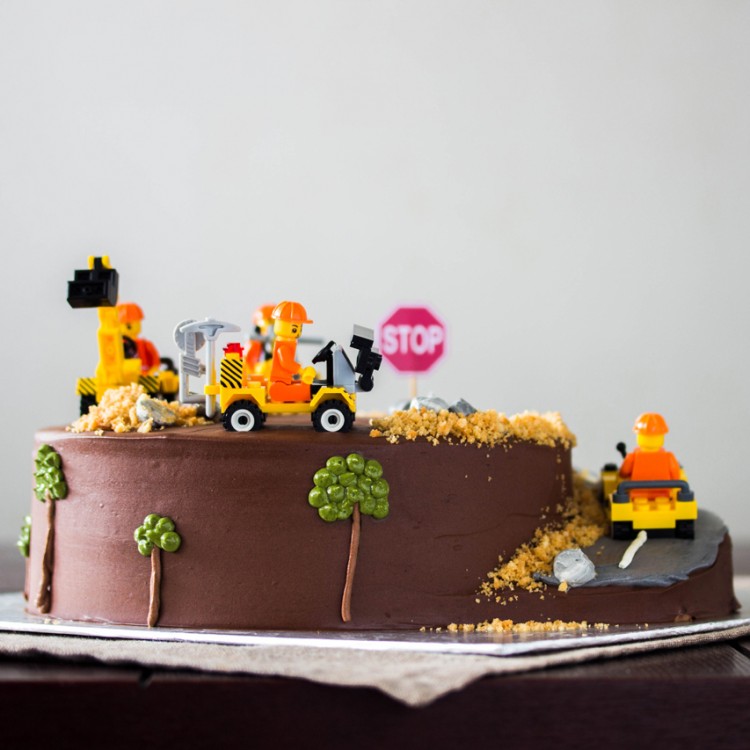 Excavator Cake for Construction Themed Birthday Party