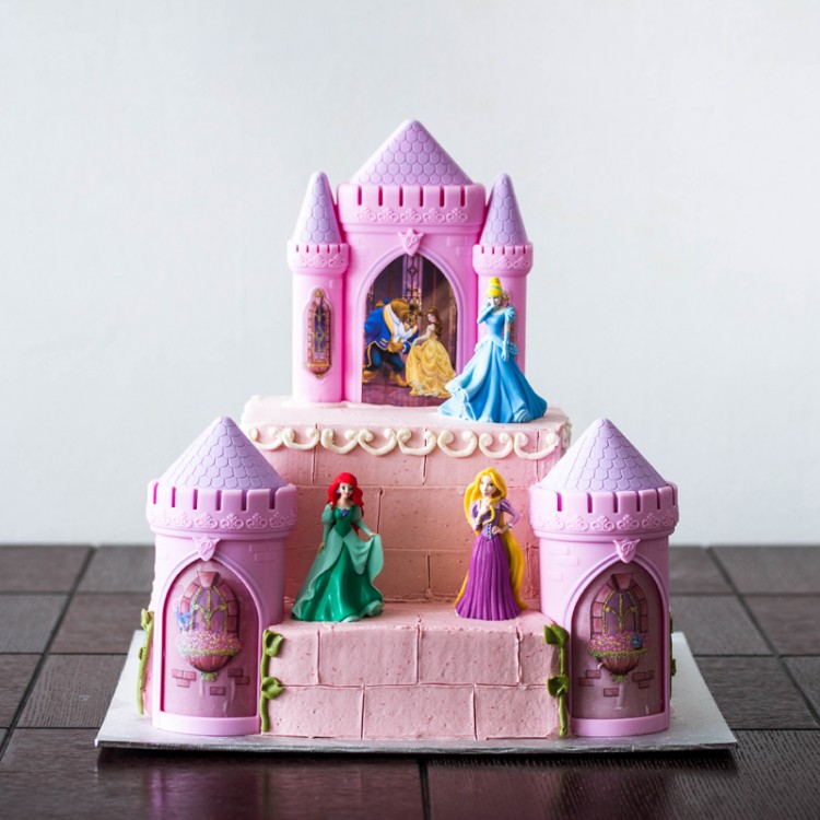 Three Tier Castle Cake with Disney Princesses